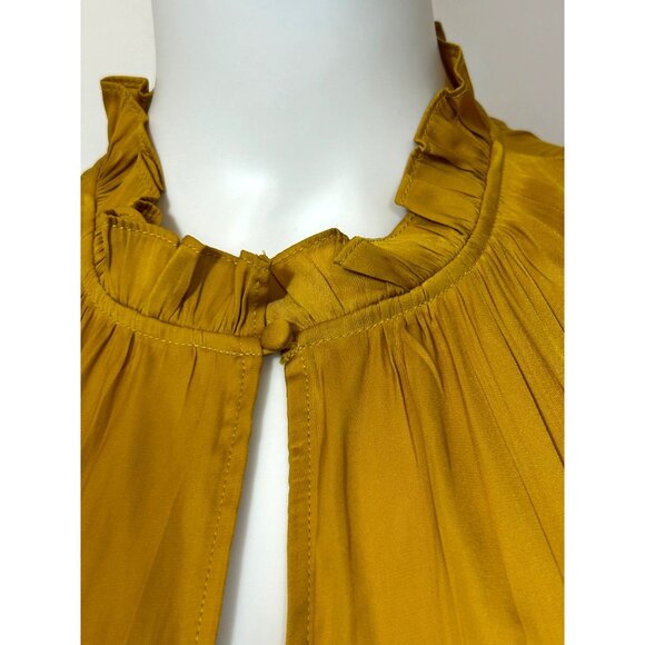 Anthropologie Top M Honey Yellow Tiered Sleeveless Ruffles Boho Keyhole A-Line - Picture 9 of 15